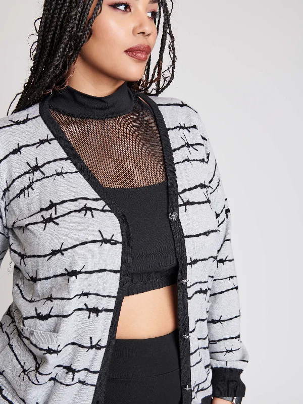 plus size women cardigan for comfortable layeringBarbed Wire Cardigan