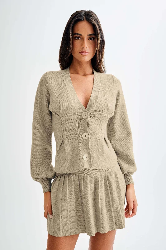 hooded women cardigan for added warmth and styleBeverly Knit Cinched Cardigan - Oak