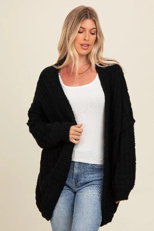 cashmere blend women cardigan for a luxurious feelBlack Chunky Knit Dolman Cardigan