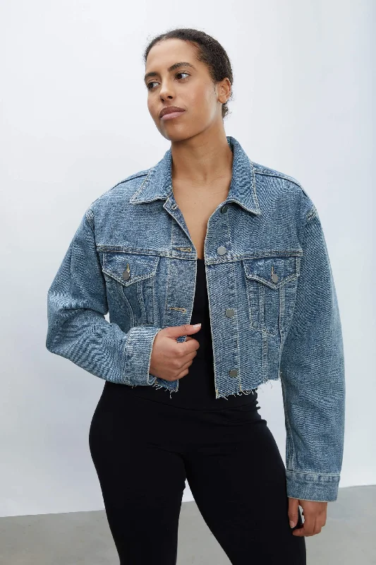 cashmere blend women cardigan for a luxurious feelCROPPED DENIM JACKET