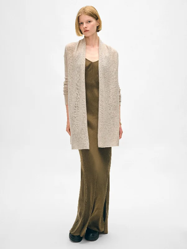 long length women cardigan with side slitsCashmere Trapeze Cardigan