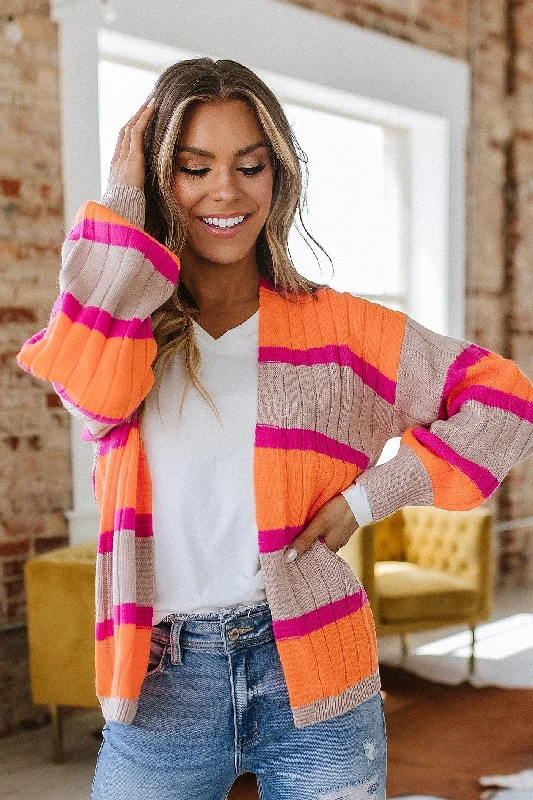 oversized women cardigan for a trendy and cozy lookJenesis Striped Ribbed Knit Cardigan | S-XL