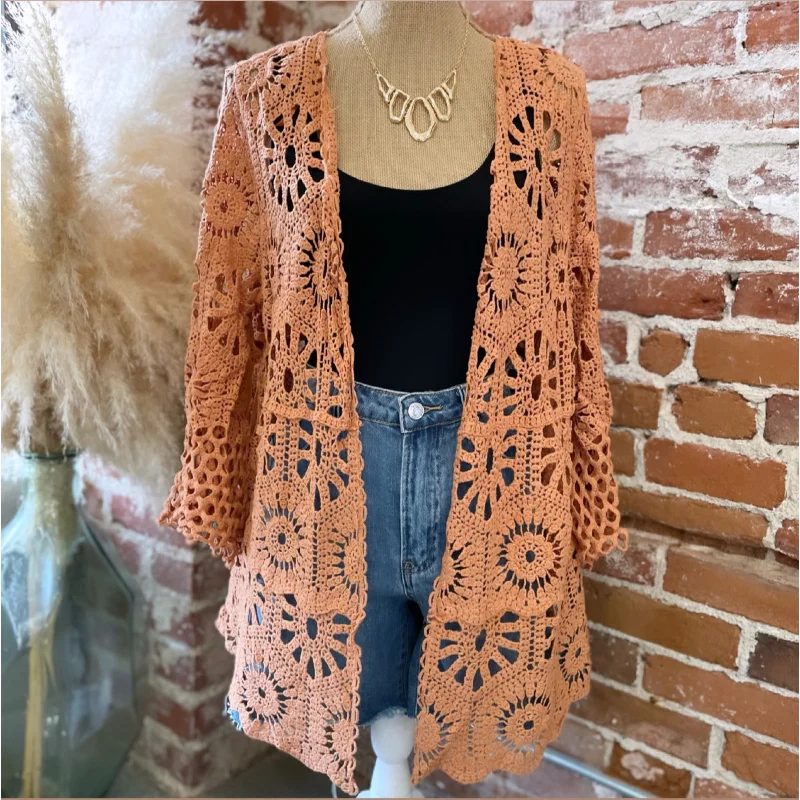 open front women cardigan for easy stylingOnly Yours Crochet Lace Kimono