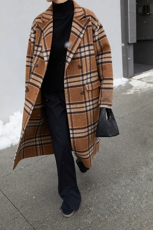 cashmere blend women cardigan for a luxurious feelOVERSIZED PLAID WOOL BLEND COAT