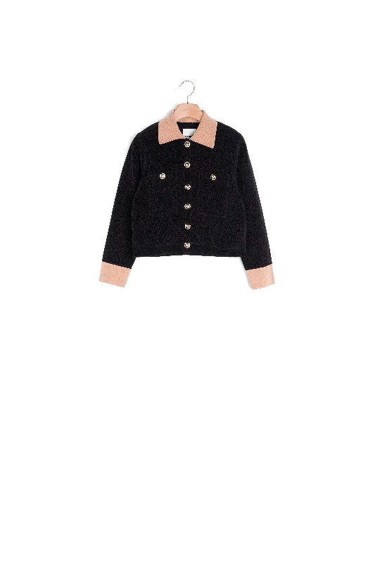 boyfriend style women cardigan for a relaxed fitCardicoat court en maille velours