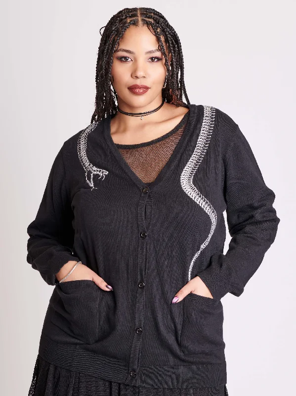 v neck women cardigan to elongate the necklineSnake Embroidered Cardigan