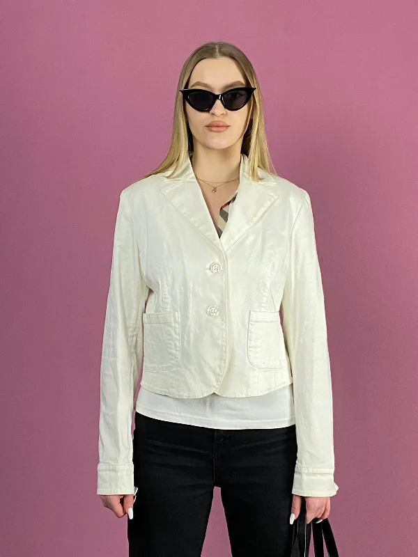 Versace Jeans Couture Vintage Women's Blazer Jacket - S White Cotton