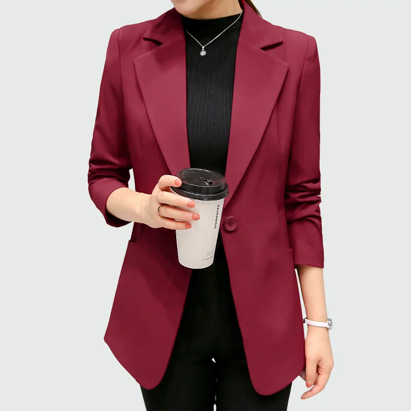 Wine Red Black Women Blazers And Jackets 2018 New Spring Autumn Fashion Single Button Blazer Femenino Ladies Blazer Female