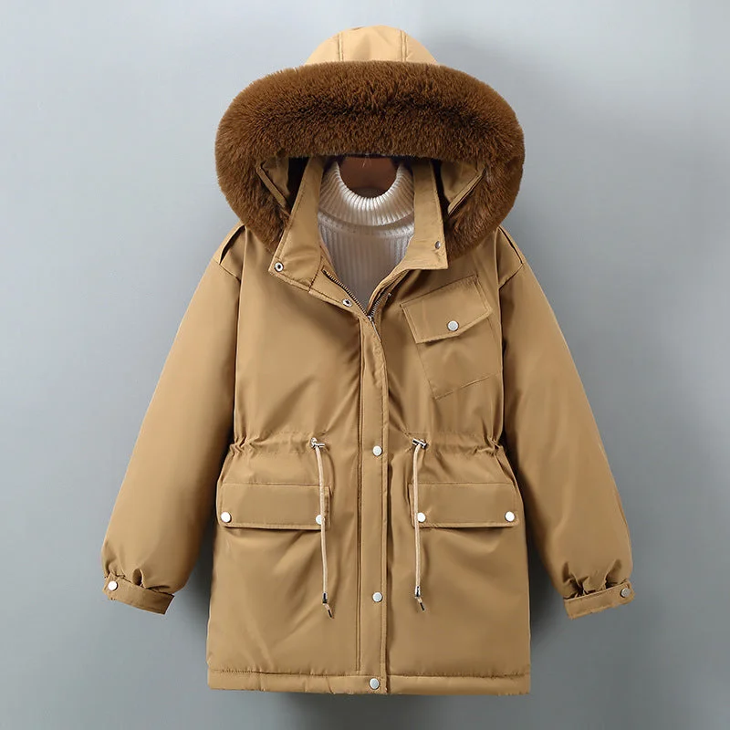 Women's Clothing Slimming Thickened Mid-length Down Cotton Jacket Coat