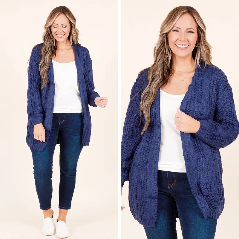 cropped women cardigan to pair with high - waisted jeansWonderful Winters Cardigan, Navy