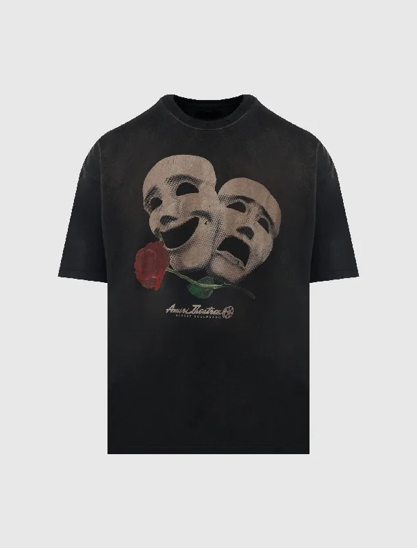 Striped Women T Shirt in a Classic PatternTHEATRE MASKS OVERSIZED TEE