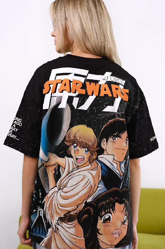 Floral Print Women T Shirt for a Feminine TouchAnime Star Wars Oversized T-shirt