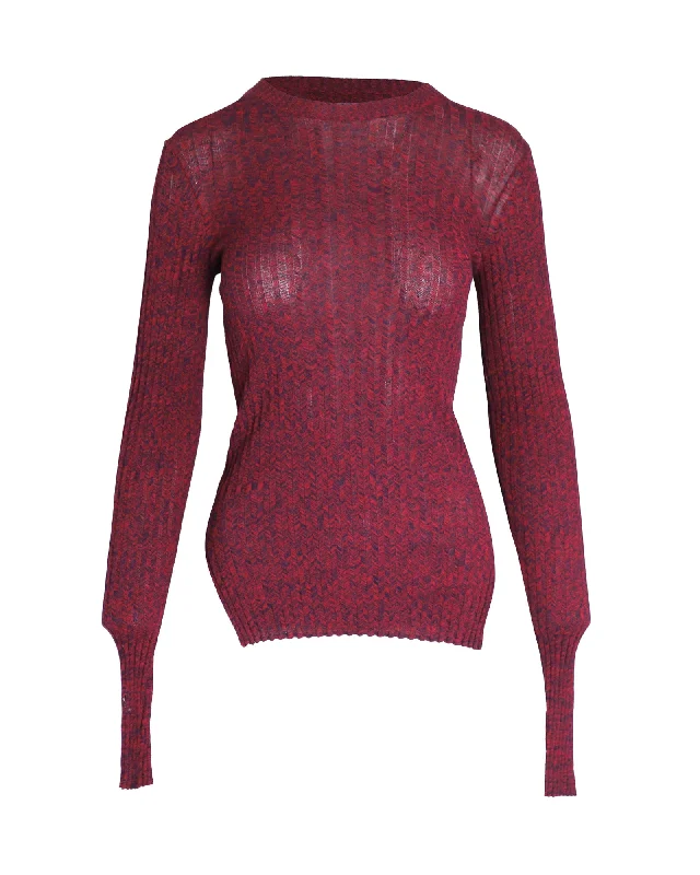 Celine Ribbed Sweater in Burgundy Cotton