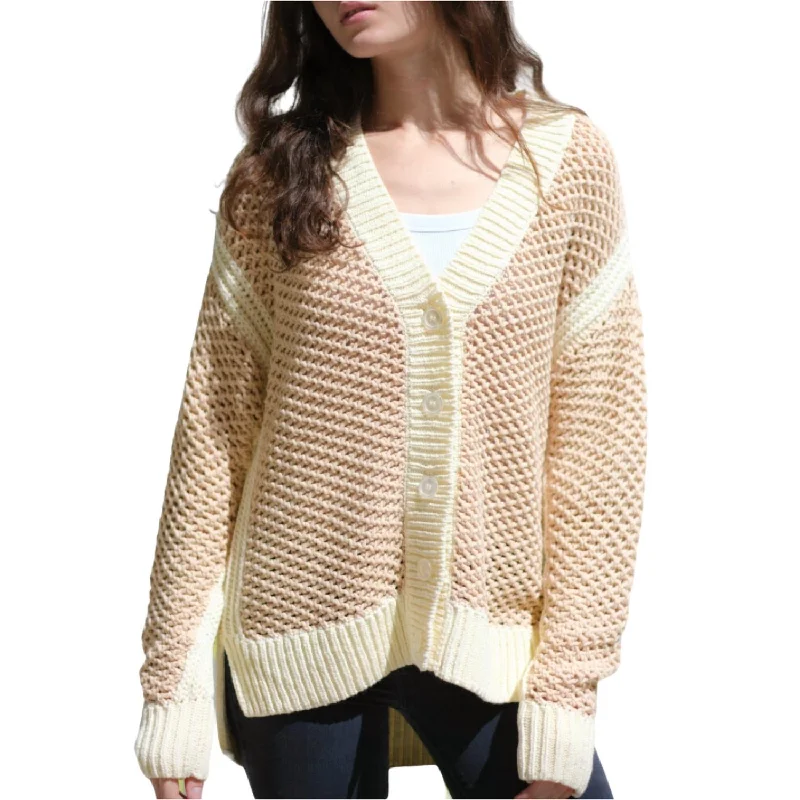 open front women cardigan for easy stylingChunky V Cardigan In Wheat