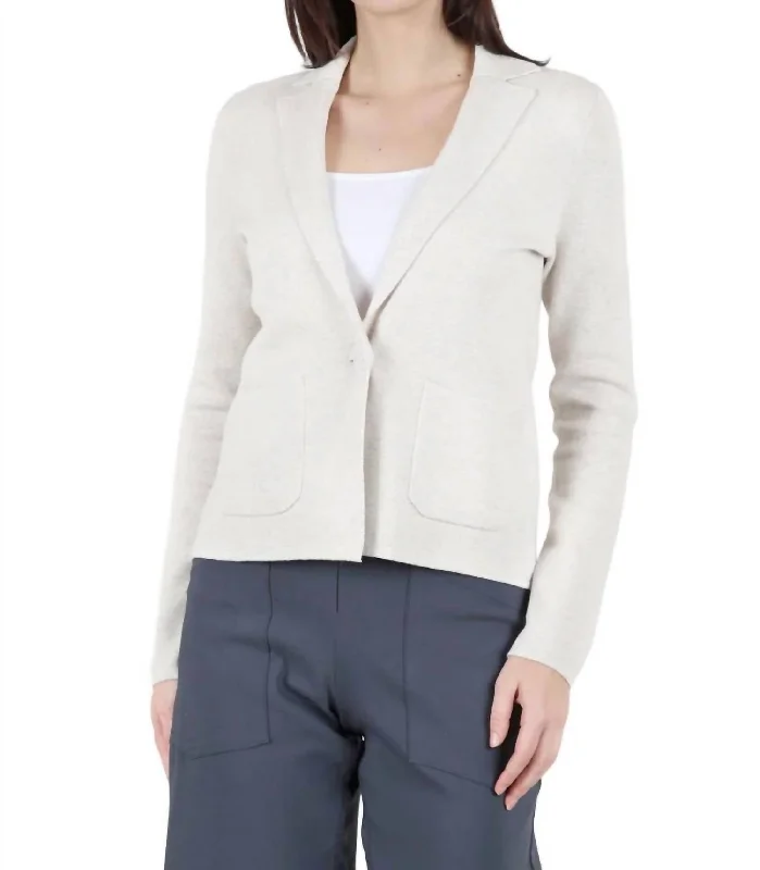 hooded women cardigan for added warmth and styleFitted Notch Collar Cardigan In Champagne