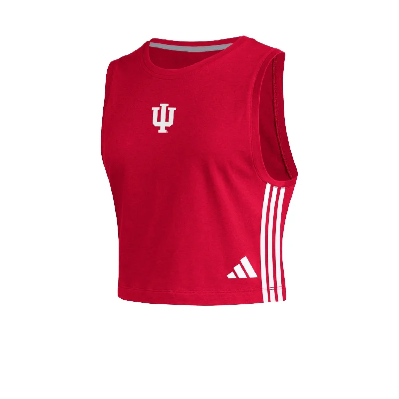 Pocketed Women T Shirt for Added FunctionalityLadies Indiana Hoosiers Adidas Crop Tank