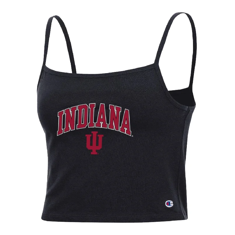 Organic Cotton Women T Shirt for Eco - Conscious WearersLadies Indiana Hoosiers Fan Cropped Black Cami