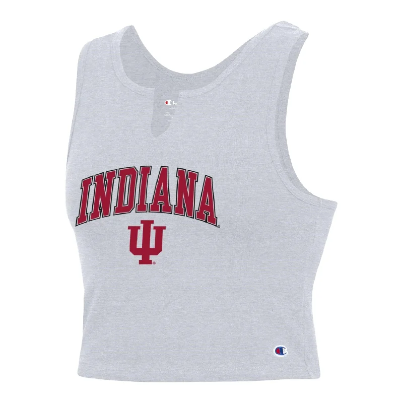 Moisture - Wicking Women T Shirt for Active LifestylesLadies Indiana Hoosiers Fan Fitted Cropped Grey Tank Top