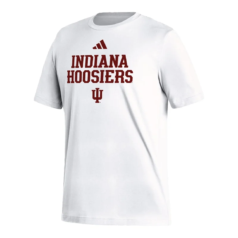 Distressed Women T Shirt with a Laid - Back AestheticIndiana Hoosiers Adidas Fresh Wordmark White T-Shirt