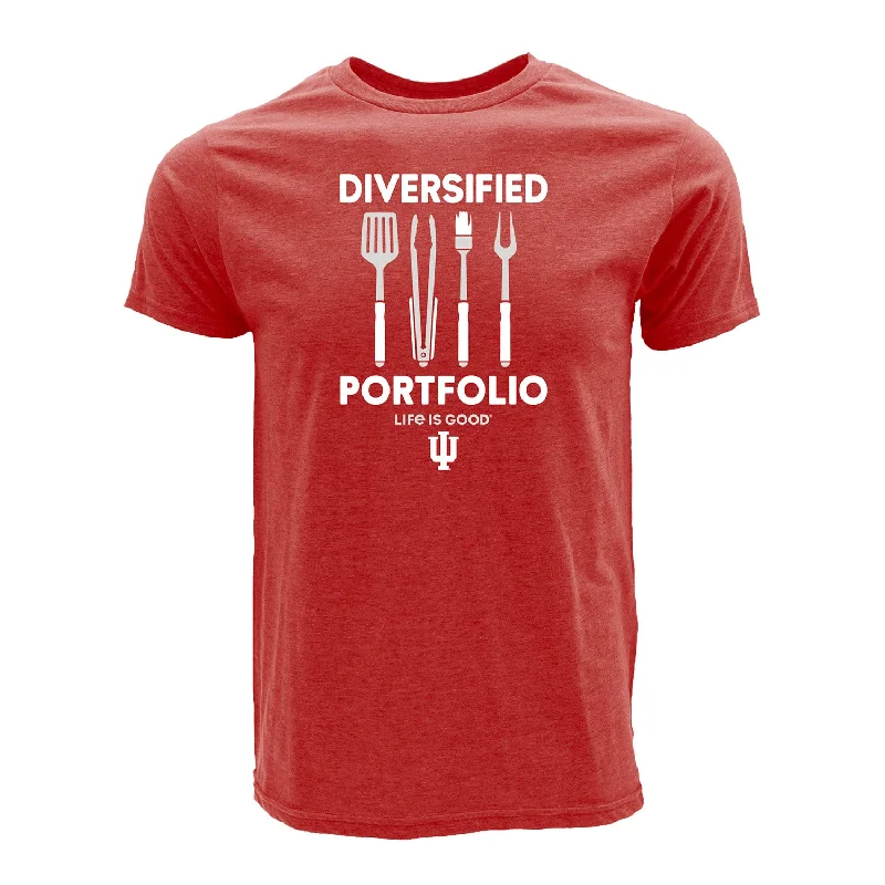 Distressed Women T Shirt with a Laid - Back AestheticIndiana Hoosiers Life is Good Diversified Portfolio T-Shirt