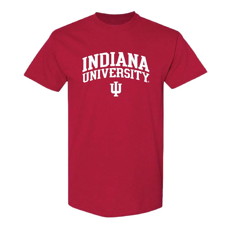 Graphic Print Women T Shirt for a Trendy StatementIndiana Hoosiers Stacked Arched Crimson T-Shirt