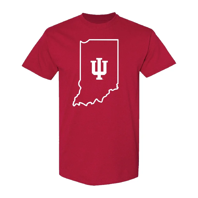 Crew Neck Women T Shirt with a Timeless DesignIndiana Hoosiers State Trident Crimson T-Shirt