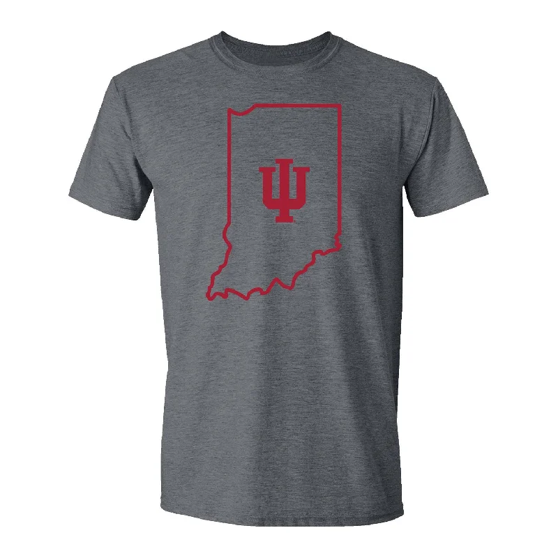 Distressed Women T Shirt with a Laid - Back AestheticIndiana Hoosiers State Trident Heather Grey T-Shirt