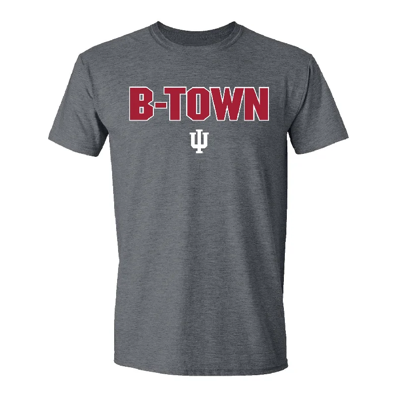 Ringer T Shirt Women with Retro - Inspired StripesIndiana Hoosiers B-Town Heather Grey T-Shirt