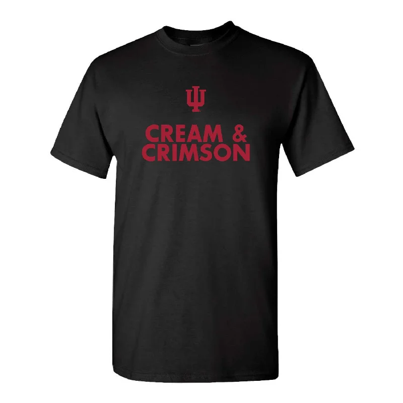 Ringer T Shirt Women with Retro - Inspired StripesIndiana Hoosiers Cream & Crimson Black T-Shirt