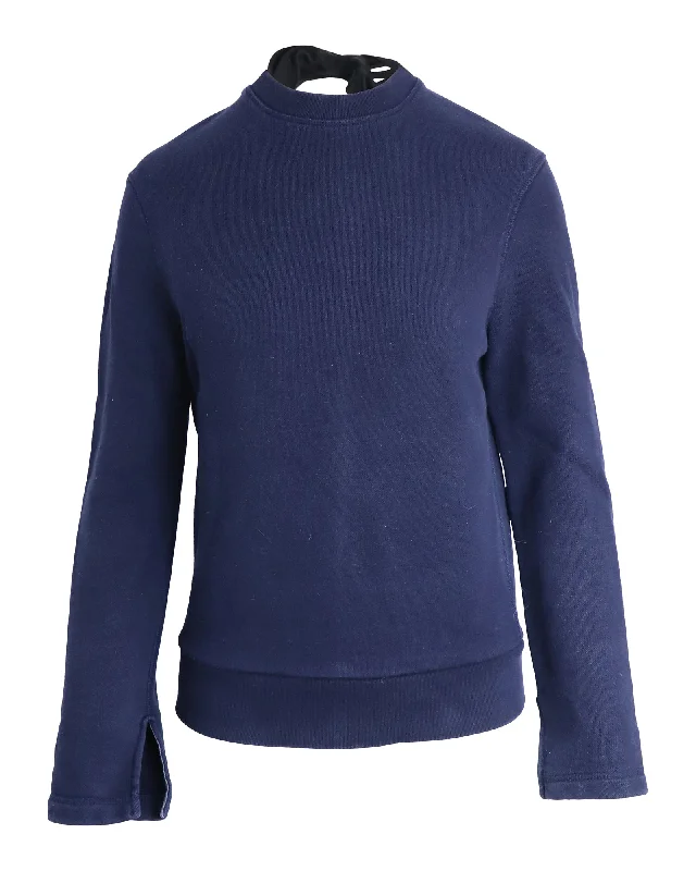 Joseph Knot Jersey Loop Back Sweater in Blue Cotton