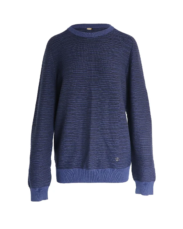 Louis Vuitton Striped Crewneck Sweater in Navy Cotton