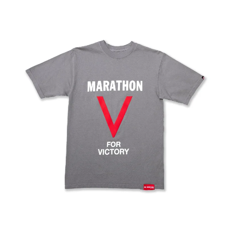 V - Neck Women T Shirt to Enhance the NecklineMarathon V For Victory T-Shirt - Slate Grey