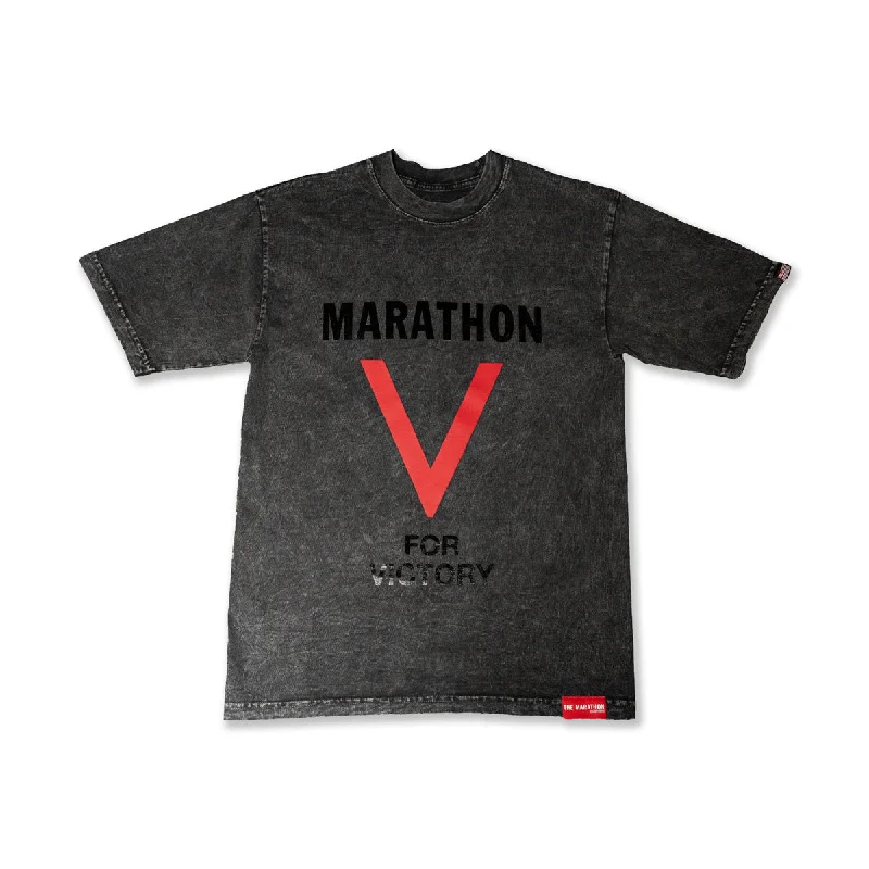 Sleeveless Women T Shirt for Summer ComfortMarathon V For Victory T-Shirt - Washed Carbon Black