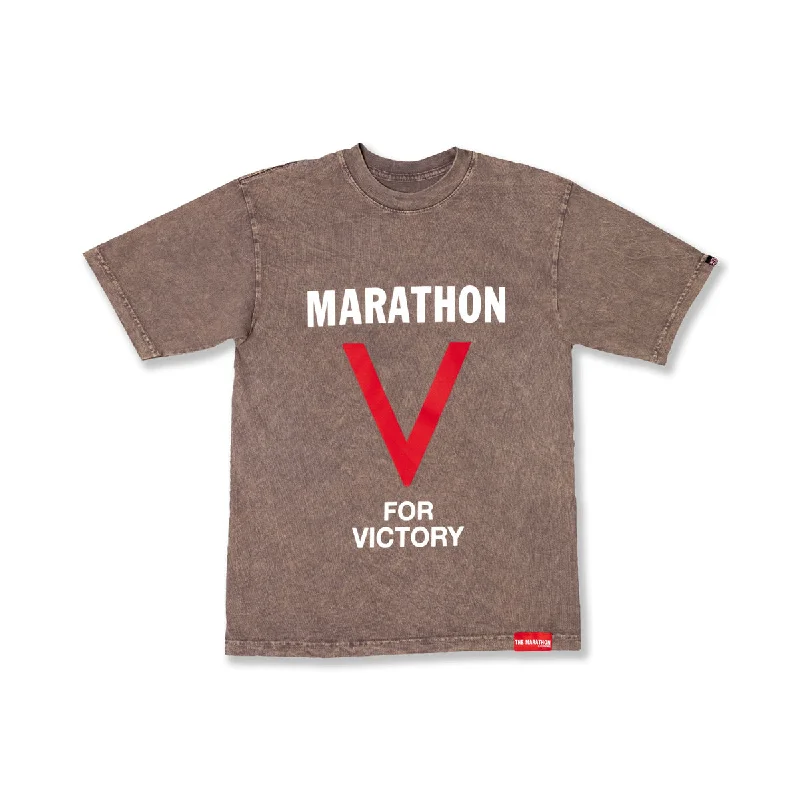 Graphic Print Women T Shirt for a Trendy StatementMarathon V For Victory T-Shirt - Washed Cocoa