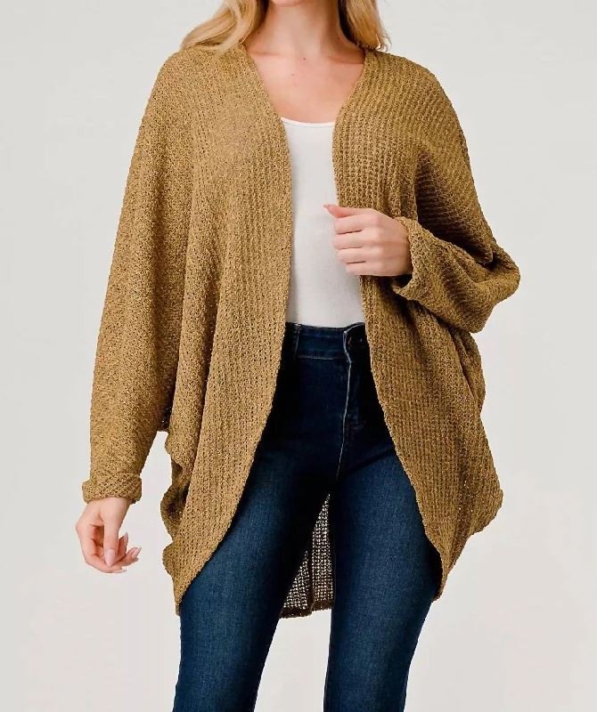 machine washable women cardigan for easy careOpen Cardigan In Mustard