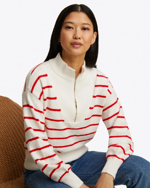 Striped Quarter Zip Sweater in Mariner Stripe