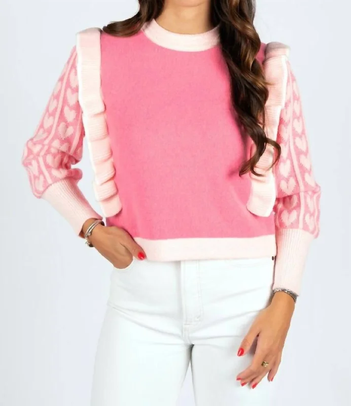 Sweetheart Sweater In Multi Pink