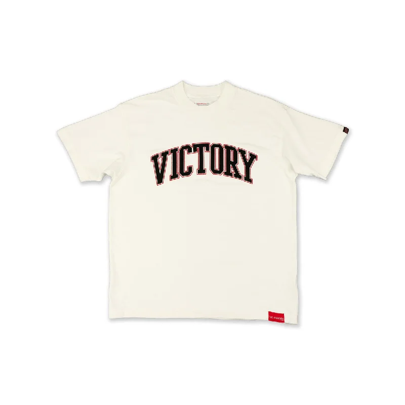 Long Sleeve Women T Shirt for Cooler WeatherVintage Embroidered Victory T-Shirt - Vintage White/Black