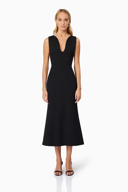 Empire Waist Women Dress to Accentuate the Bust and Conceal the WaistEden Midi Dress in Black