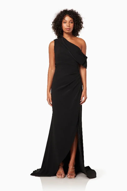 Strapless Women Dress with a Built - in Bra for Comfort and SupportIsadora Off The Shoulder Maxi Gown in Black