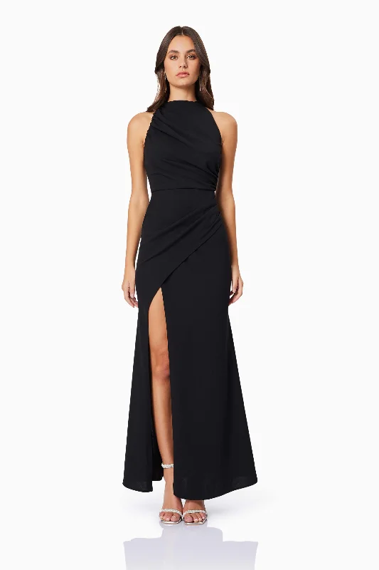 Sheath Women Dress with a Tailored Fit for a Professional LookJade High Neckline Fitted Maxi Dress In Black