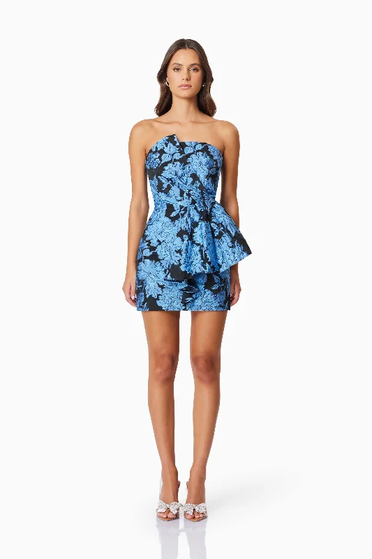 Plus Size Women Dress with a Flattering A - Line Cut for Comfort and StyleKayla Strapless Party Mini Dress In Blue