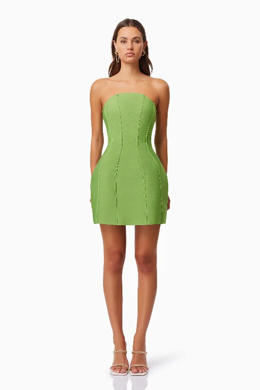 Wrap - Style Women Dress with Adjustable Fit for All Body TypesRose Strapless Mini Dress In Green