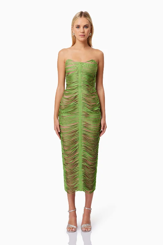 Mini Women Dress with a Short Hem for a Young and Trendy StyleStella Strapless Midi Dress In Green