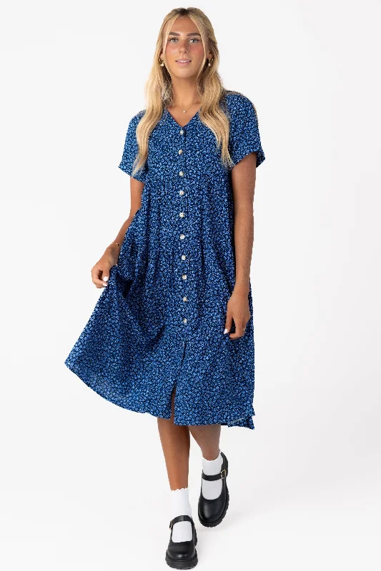 Ruffled Women Dress with Multiple Layers for a Playful and Girly StyleBrass & Roe Keri Button Down Dress