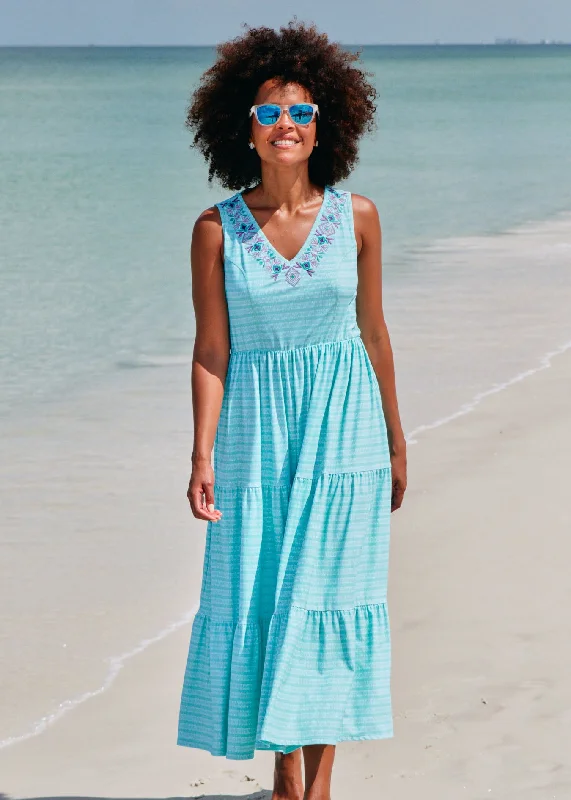 Shift Women Dress with a Simple and Classic Design for Everyday WearFlowy Naples Embroidered Tiered Maxi Dress