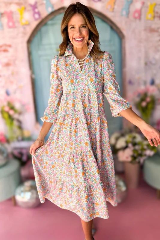 Shift Women Dress with a Simple and Classic Design for Everyday WearSSYS The Emery Midi Dress In Pastel Ditsy Floral