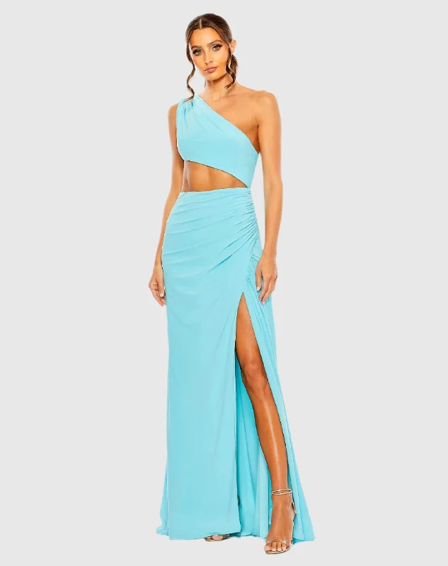 Mermaid - Style Women Dress with a Fitted Silhouette for Special OccasionsCut Out One Shoulder Ruched Back Gown