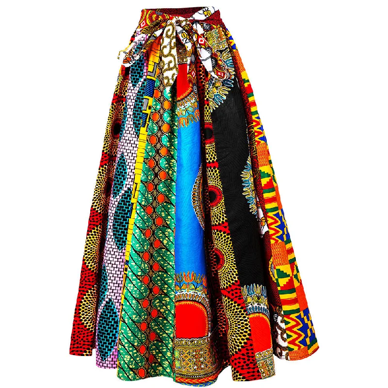 Pleated Women Dress with a Timeless and Elegant TextureAfrican Traditional Women African Kitenge Print Long Designs ethnic Clothing Dashiki Maxi Skirts For African Women