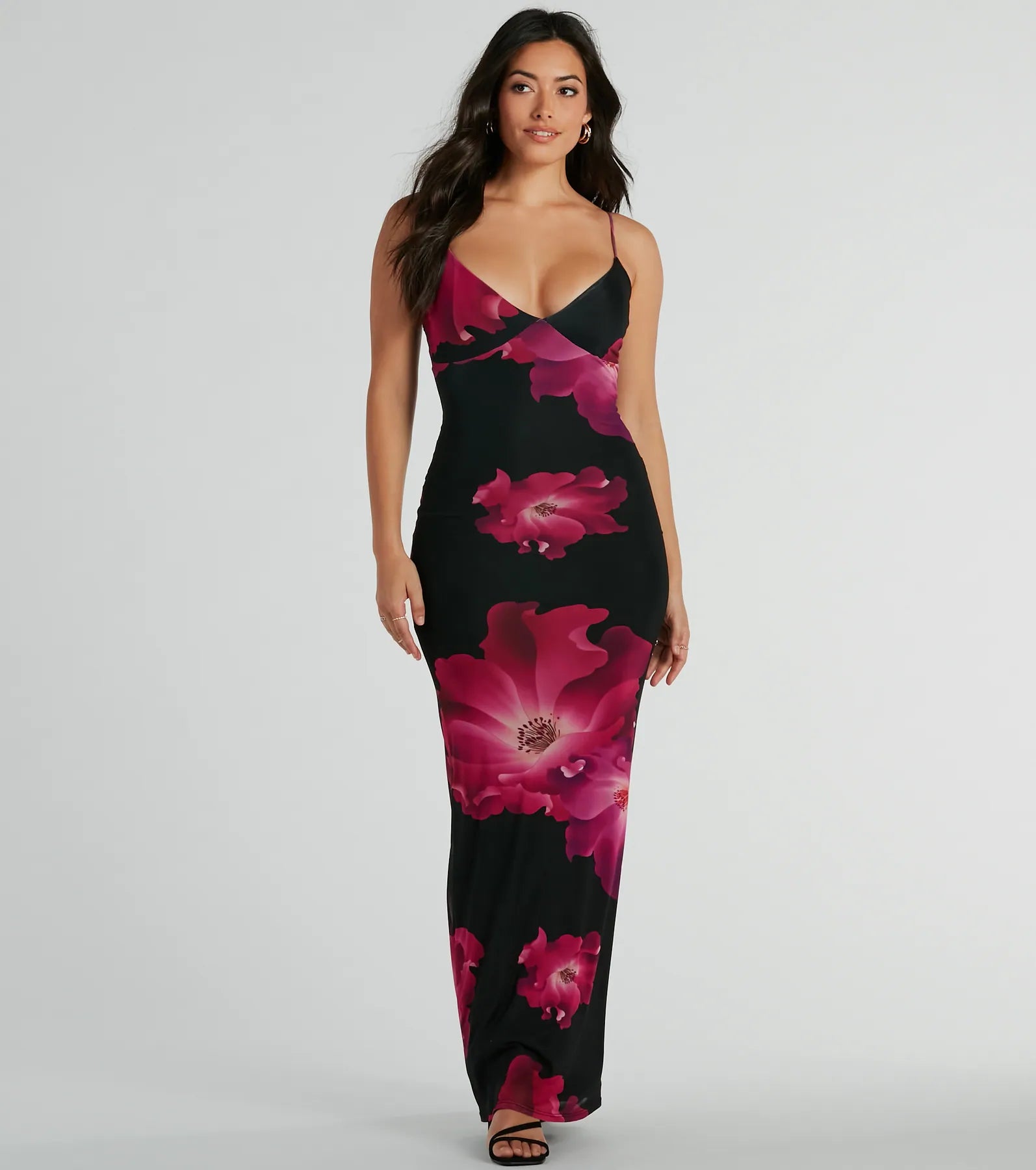 Mini Women Dress with a Short Hem for a Young and Trendy StyleRomance That Wows Large Blossom Floral Maxi Dress